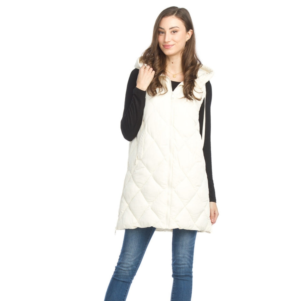 Papillon Canada Puffer Hooded Vest With Side Zip Detail